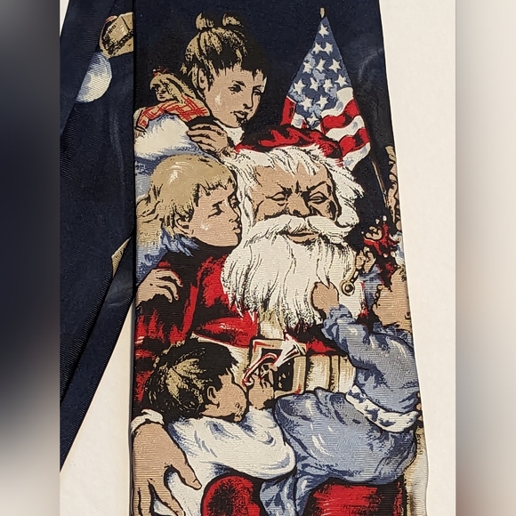 Holiday Novelty NeckTie STAFFORD Old World Patriotic Santa Christmas tie - Picture 2 of 2